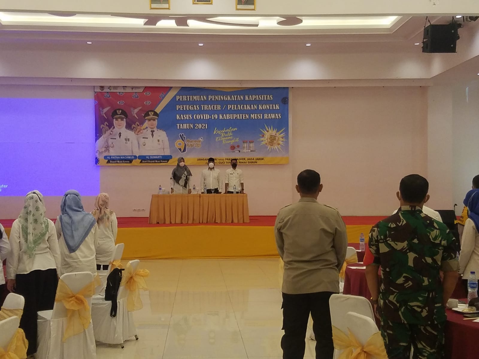 Babinsa Hadiri Pertemuan Peningkatan Kapasitas Bagi Petugas Tracer/Pelacakan Kontak Kasus Covid19 Kabupaten Musi Rawas