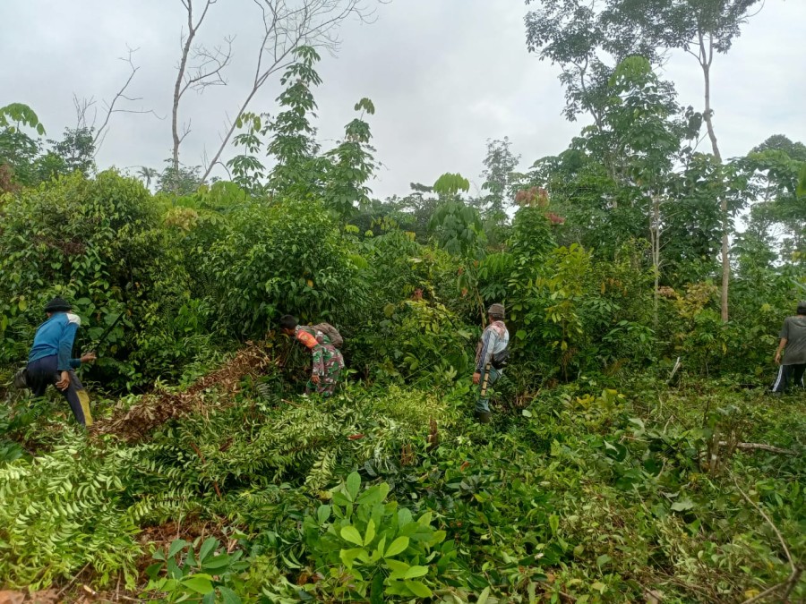 Babinsa Koramil 406-06/Tugumulyo Serda Sudarto Melaksanakan Gotongroyong Di wilayah Binaan.