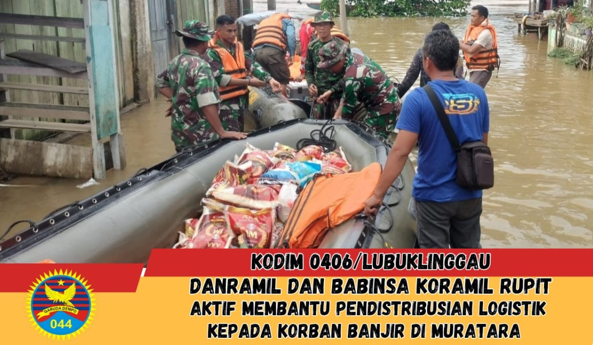 Koramil 406-03/Rupit Aktif Membantu Pendistribusian Logistik Kepada Korban Banjir Di Muratara