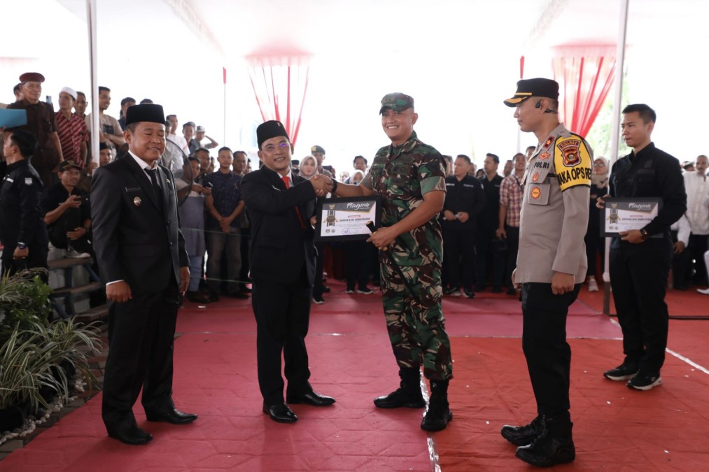 Penghargaan Kepada Kodim 0406/Lubuk Linggau Atas Keamanan dan Ketertiban Pelaksanaan Pilkades di Kabupaten Musi Rawas Utara