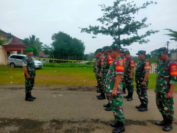 Babinsa Koramil 406-09/Terawas Melaksanakan Apel PAM Sidang Peleton Pemilu.