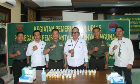 Bahaya Narkoba,,Prajurit Kodim 0406/Lubuk Linggau Melaksanakan Kegiatan Sosialisasi P4GN Semesta I TA. 2024 Dan Tes Urine