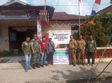 Babinsa Koramil 406-01/rawas ulu Ikuti Penentuan Titik Nol Pembangunan kantor kepala Desa