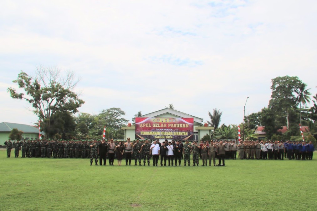 Apel gelar pasukan dalam rangka pengamanan Pilkada Serentak tahun 2024 Wilayah Kodim 0406 Lubuk Linggau