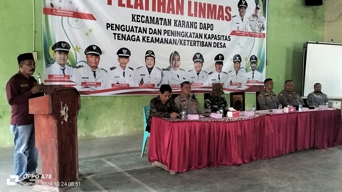 Babinsa Koramil 406-02/Rawas Ilir Hadiri Pembukaan Pelatihan Linmas Kecamatan Karang Dapo