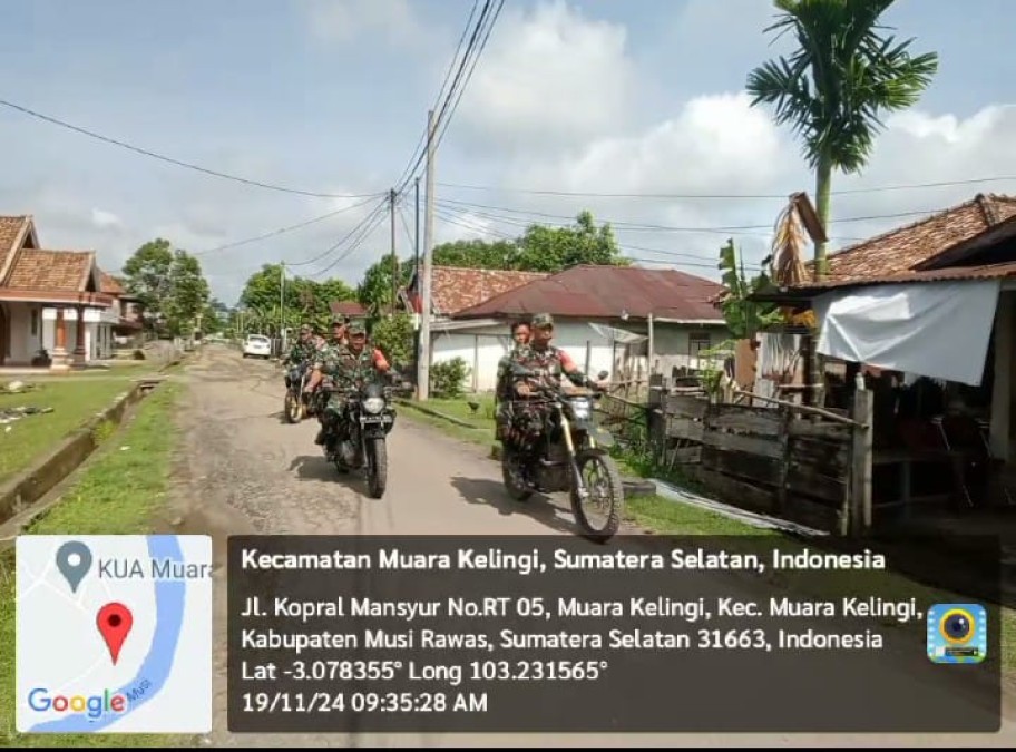 Anggota Koramil 406-05/Muara Kelingi Melaksanakan Kegiatan Patroli Wilayah Menjelang Pilkada Serentak Tahun 2024