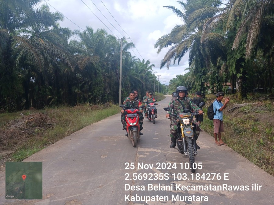 Babinsa Koramil 406-02/Rawas Ilir Pantau Situasi Jelang Pilkada Serentak 2024