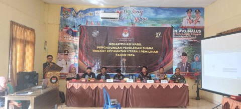 Babinsa Koramil 406-08/Lubuk Linggau Hadiri Pembukaan Rekapitulasi Perhitungan Suara di Kecamatan Lubuk Linggau Utara I