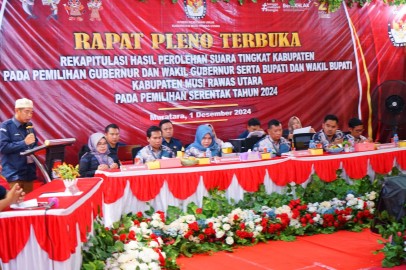 Danramil 406-01/Rawas Ulu Hadiri Pembukaan Rapat Pleno Terbuka Rekapitulasi Hasil Perolehan Suara Tingkat Kabupaten