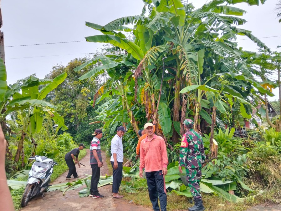 Babinsa Koramil 406-06/Tugumulyo Bersama Masyarakat dan Perangkat Desa Lakukan Monitoring Wilayah di Musim Penghujan