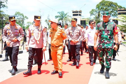 Bersama Pejabat Forkopimda Muratara Dandim 0406/Lubuk Linggau Turut Menyambut Kedatangan Kapolda Sum-Sel