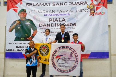 Kepala Staf Kodim 0406/Lubuklinggau Pimpin Upacara Penutupan Kejuaraan Taekwondo Piala Dandim 0406/Lubuklinggau