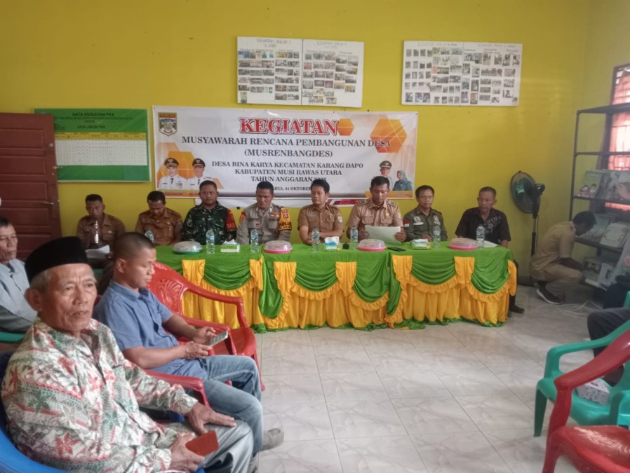 Babinsa Koramil 406-02/Rawas Ilir Hadiri Musrenbang Tahun 2026 di Kecamatan Karang Dapo