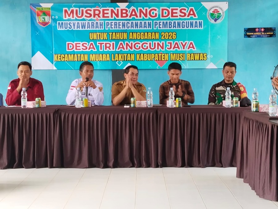 Sertu Wahyu Nugroho Babinsa Koramil 406-04/muara Lakitan hadiri acara musrembang tahun angara 2026 di wilayah binaan
