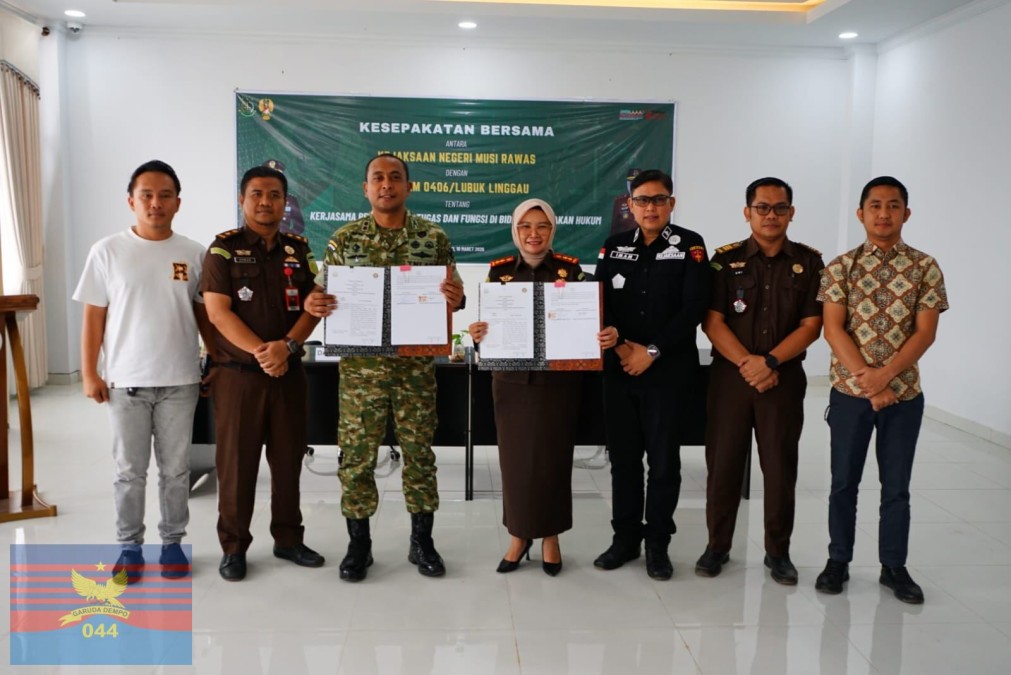 Komandan Kodim 0406/Lubuklinggau Hadiri Acara penandatanganan Kerja Sama Penegakan Hukum di kabupaten Musi Rawas