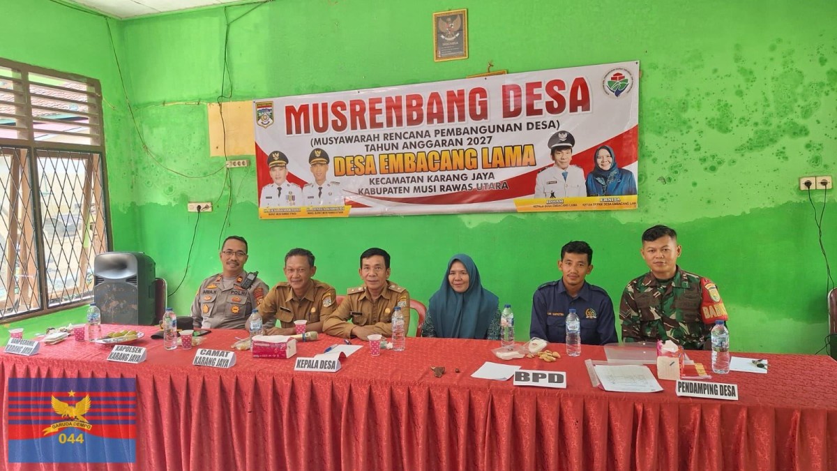 Babinsa Koramil 406-03/Muara Rupit Hadiri Rapat Musrenbang Desa Tahun Anggaran 2027 di Desa Embacang Lama Kecamatan Karang Jaya