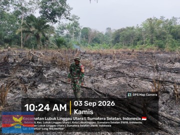 Babinsa Koramil 406-08/Lubuk Linggau Laksanakan Patroli Pengecekan Titik Api dalam Upaya Penanggulangan Karhutla