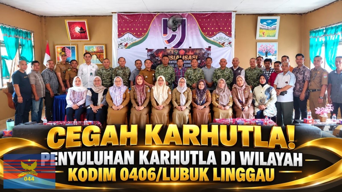 TIM SOSIALISASI KARHUTLA MABES TNI GELAR PENYULUHAN DAN TINJAU TITIK HOTSPOT DI LUBUK LINGGAU 
